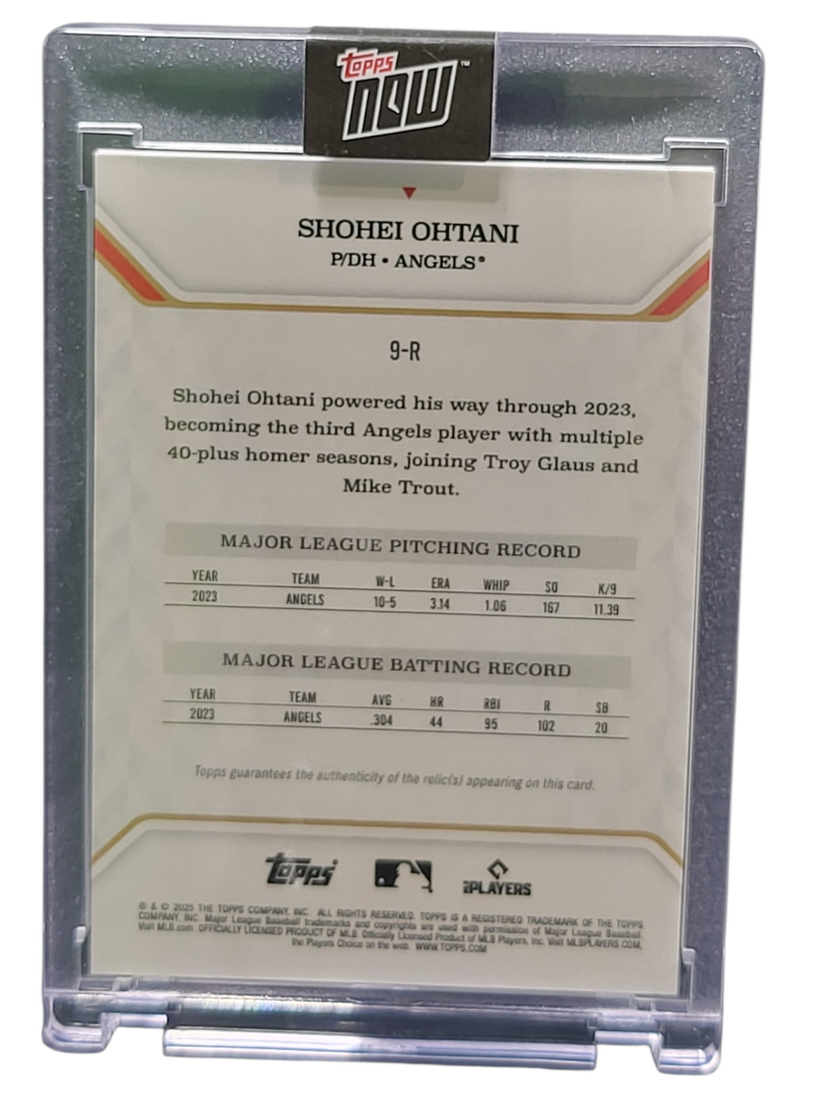 2025 Topps Now Shohei Ohtani #9-R 20/25 Game-Worn Memorabilia