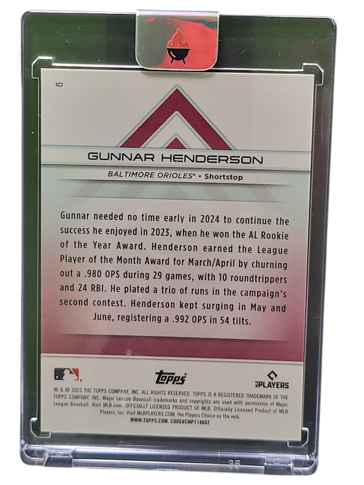 2025 Topps Tribute Gunnar Henderson #10 Orange 18/25