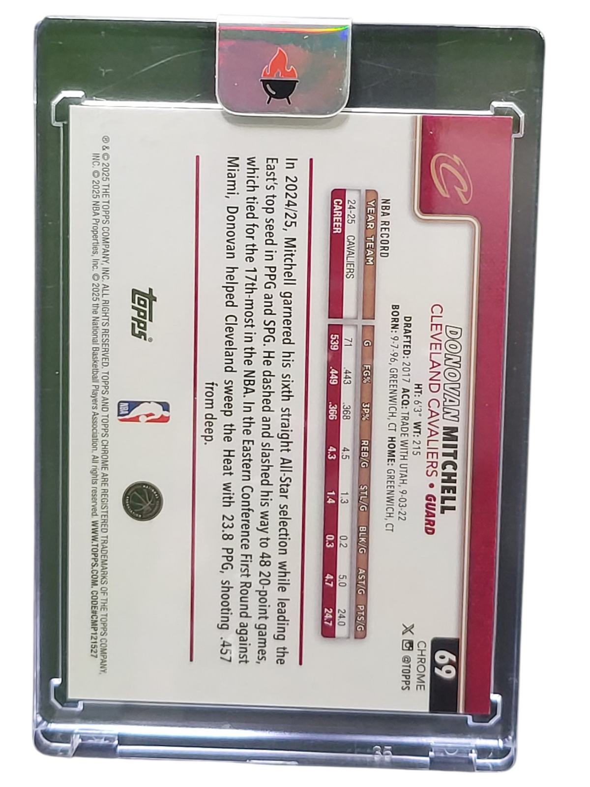 2024 Topps Chrome Donovan Mitchell #69 Green Speckle 06/99
