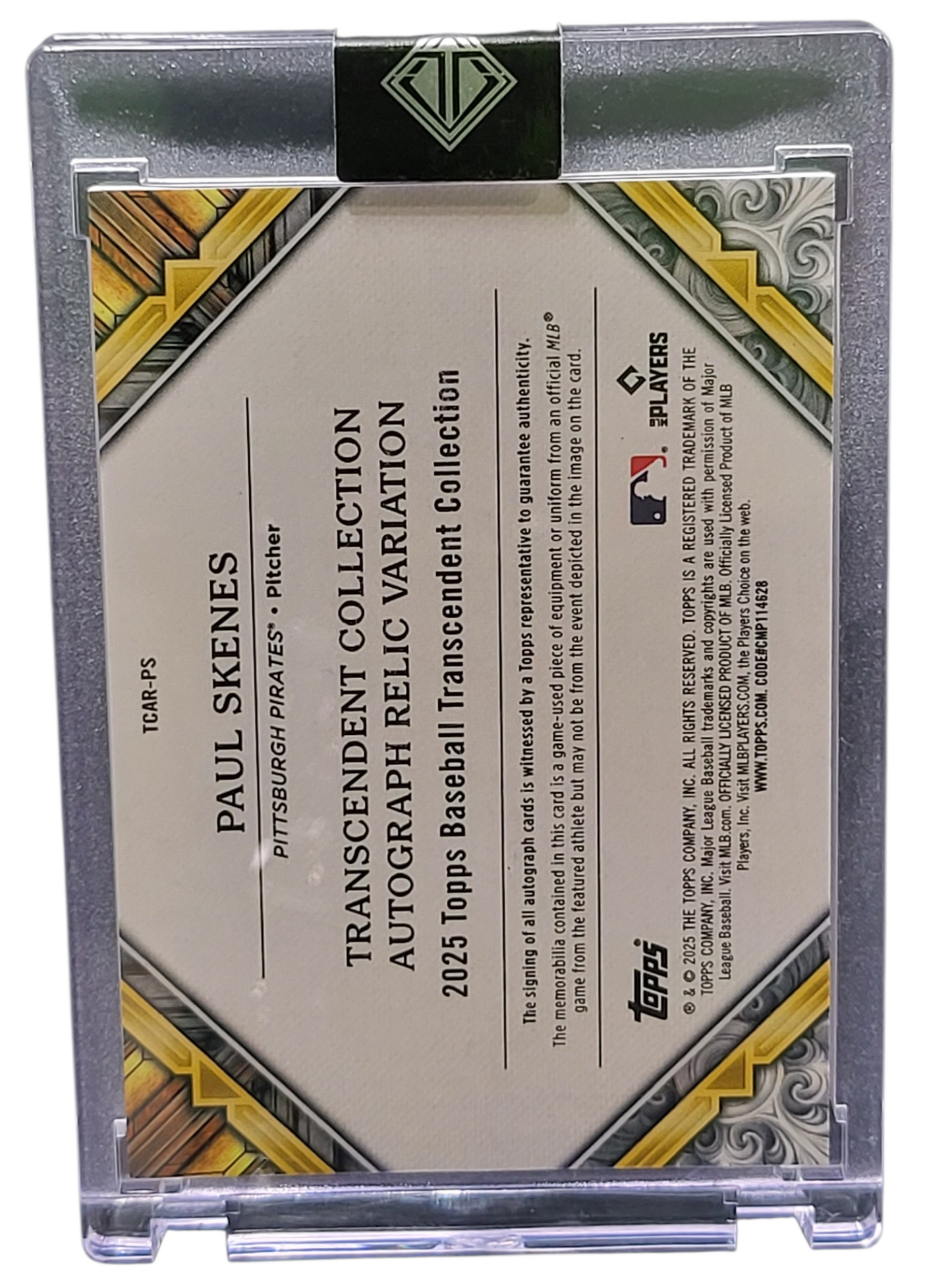 2025 Topps Transcendent Collection Paul Skenes #TCAR-PS 02/25 Autograph Relic Variation Game-Used Memorabilia