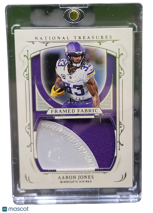 2026 Panini National Treasures Framed Fabric Aaron Jones #FF-AJS Purple Framed