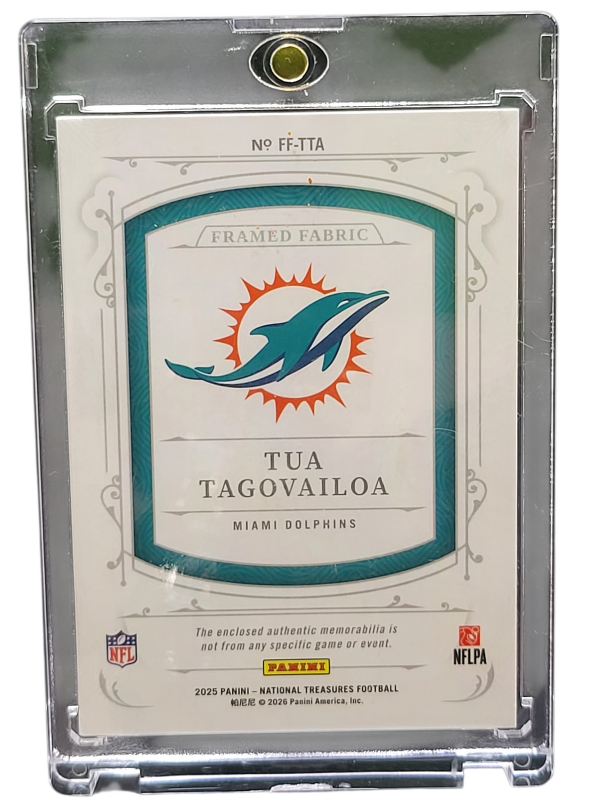 2026 Panini National Treasures Football Tua Tagovailoa #FF-TTA  Fabric /25