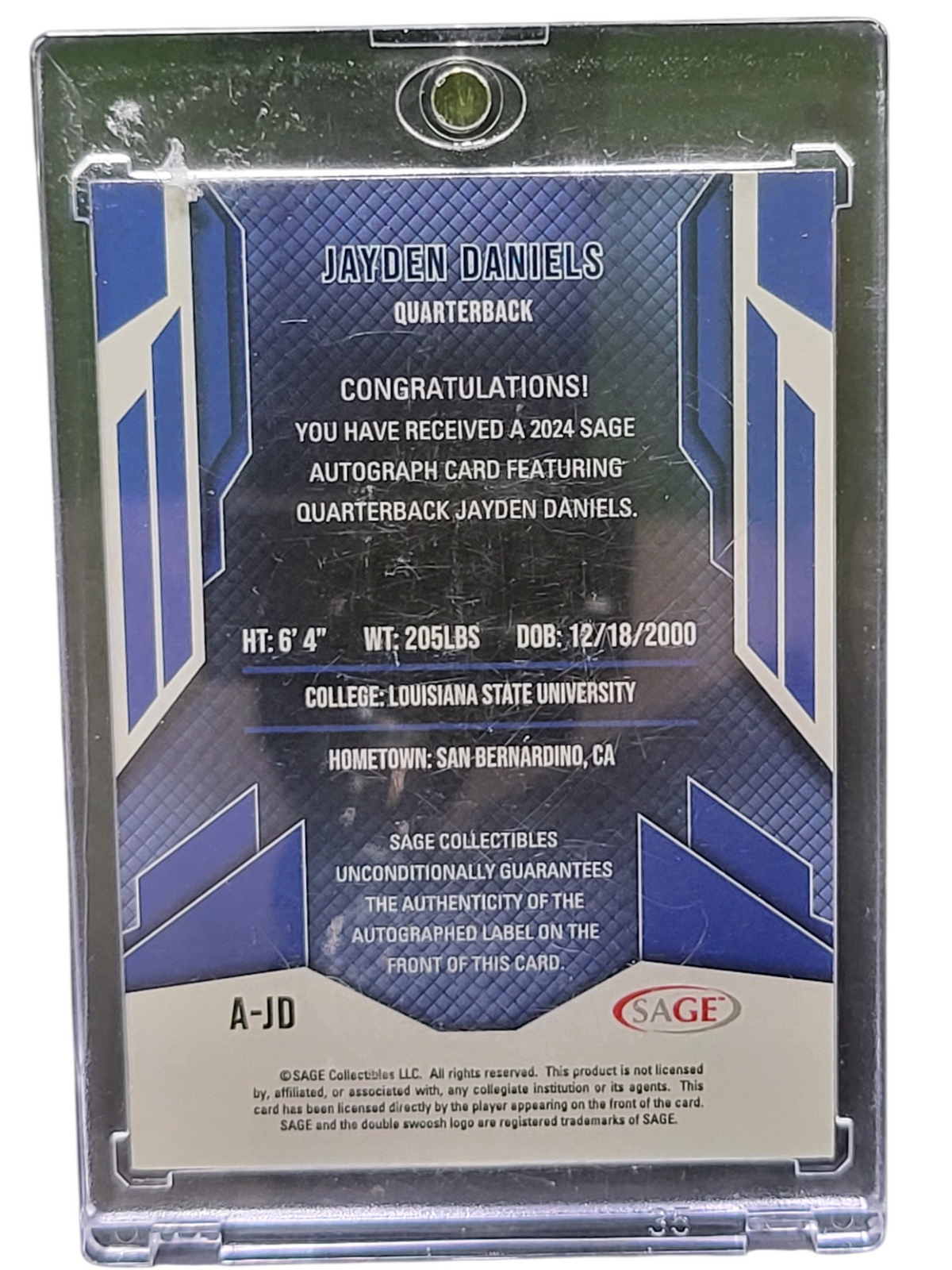 2024 SAGE Autograph Jayden Daniels #A-JD