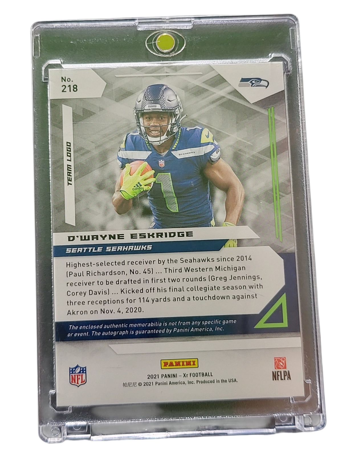 2021 Panini XR D'Wayne Eskridge #218 Triple Patch RC 1 of 1