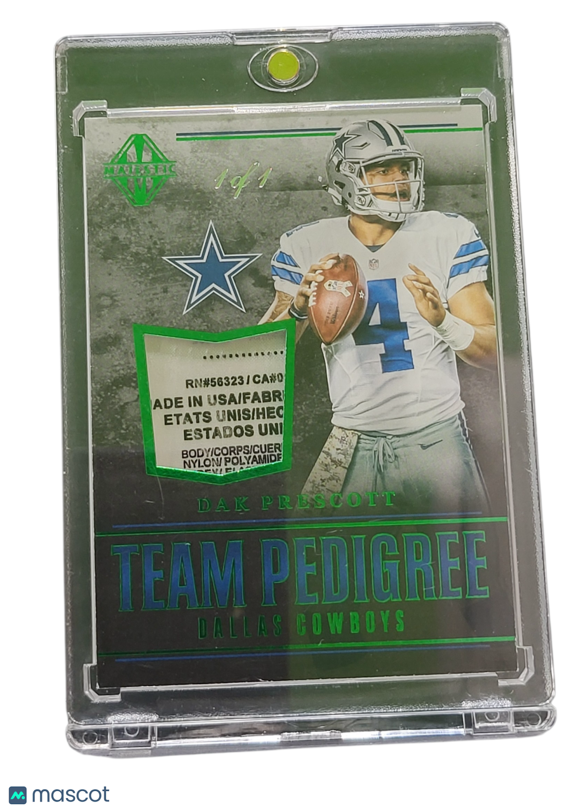 2017 Panini Majestic Team Dak Prescott #DC-DP of Laundry Tag -Worn 1/1