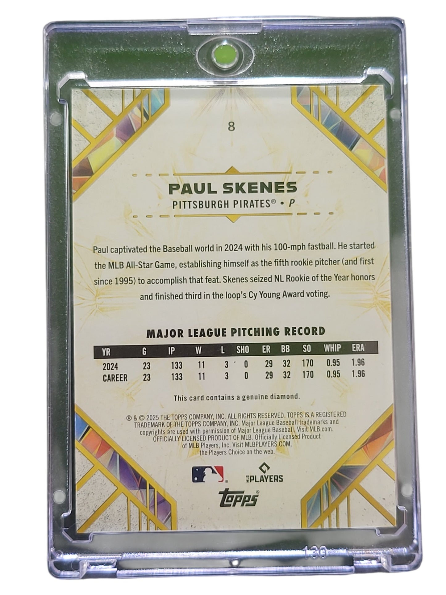 2025 Topps Gilded Collection Paul Skenes #8 08/10 Genuine Diamond