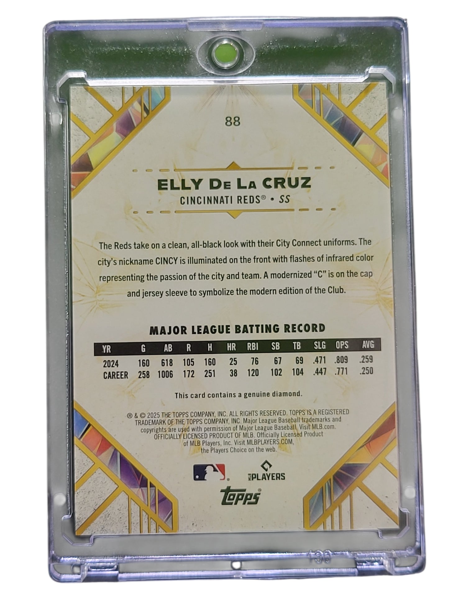 2025 Topps Gilded Collection Elly De La Cruz #88 Gold 22/25 Genuine Diamond