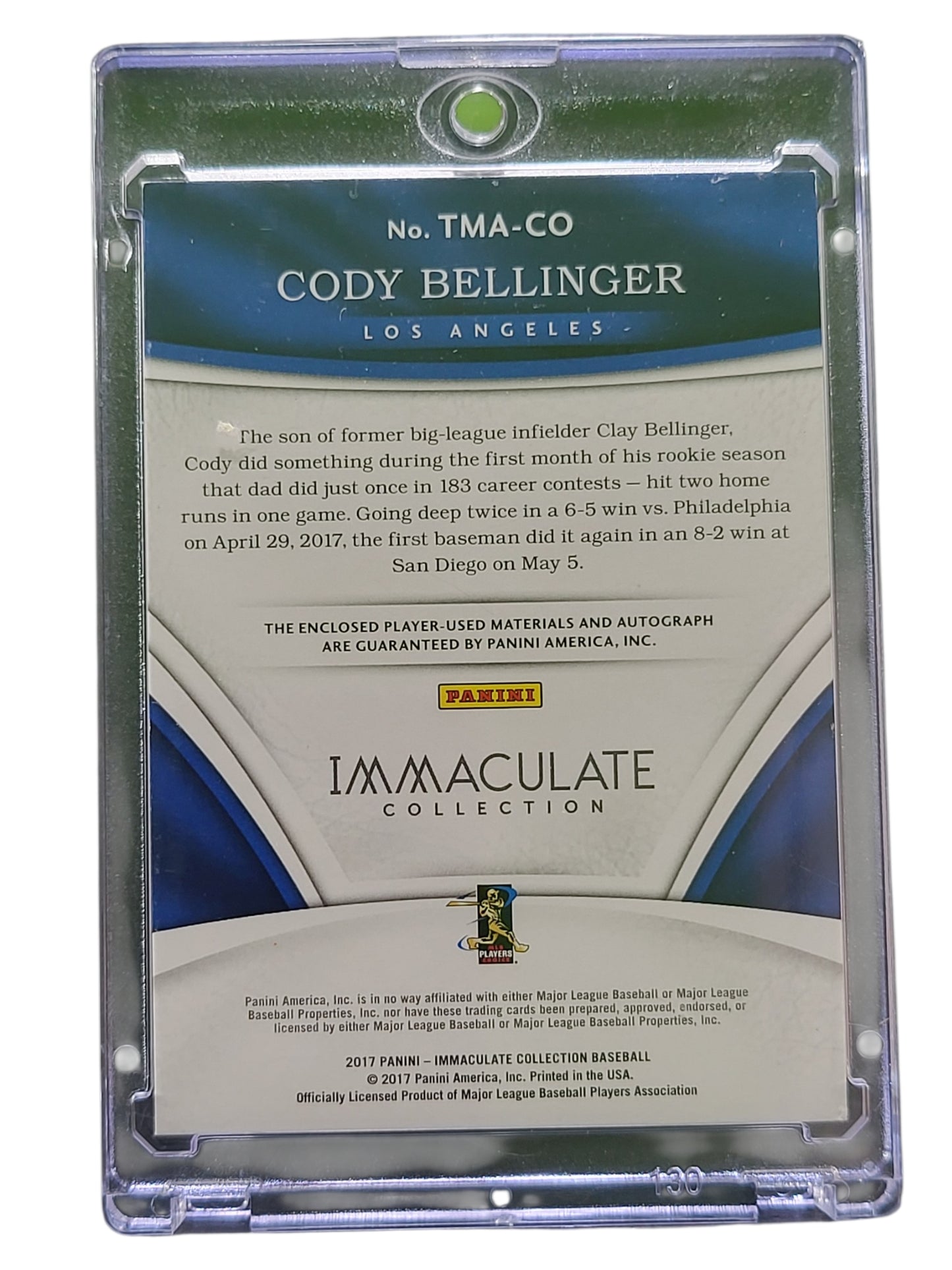 2017 Panini Immaculate Collection Cody Bellinger #TMA-CO Triple Patch 03/25