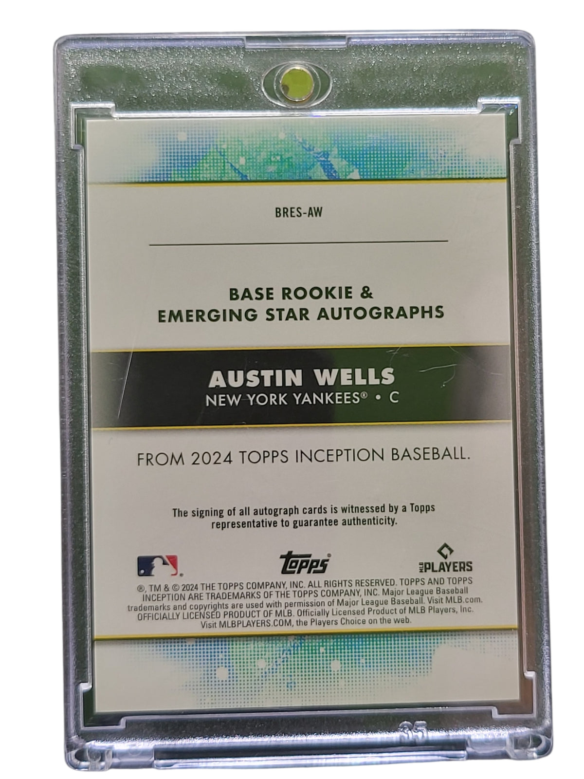 2024 Topps Inception Austin Wells #BRES-AW Green 67/75 RC