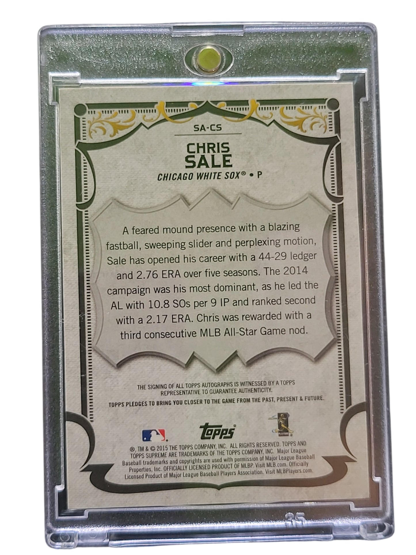 2015 Topps Supreme Chris Sale #SA-CS Green 02/50