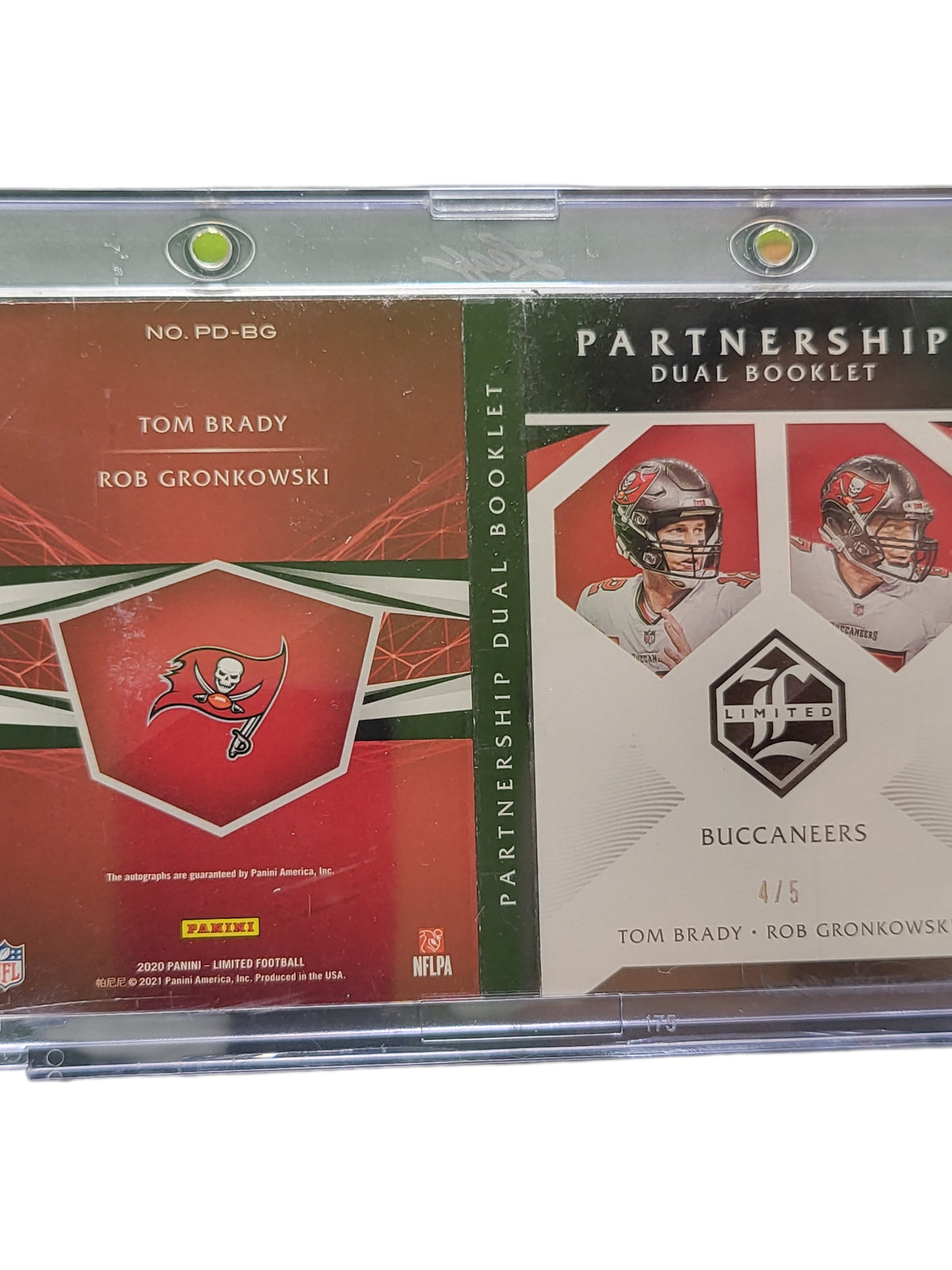 2021 Panini Limited Dual Booklet Tom Brady Rob Gronkowski #PD-BG Auto 4/5
