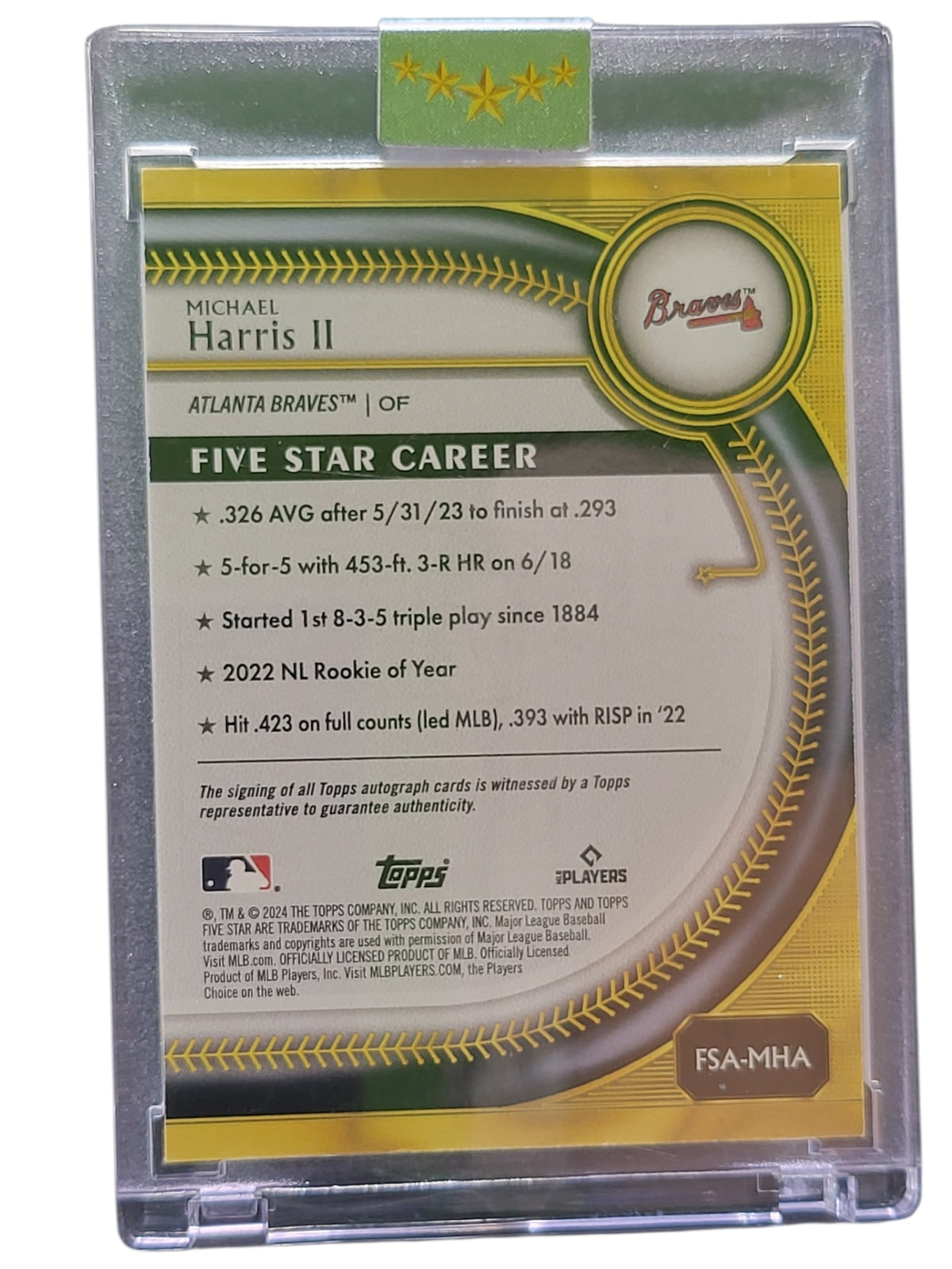 2024 Topps Five Star Michael Harris II #FSA-MHA Gold 03/10