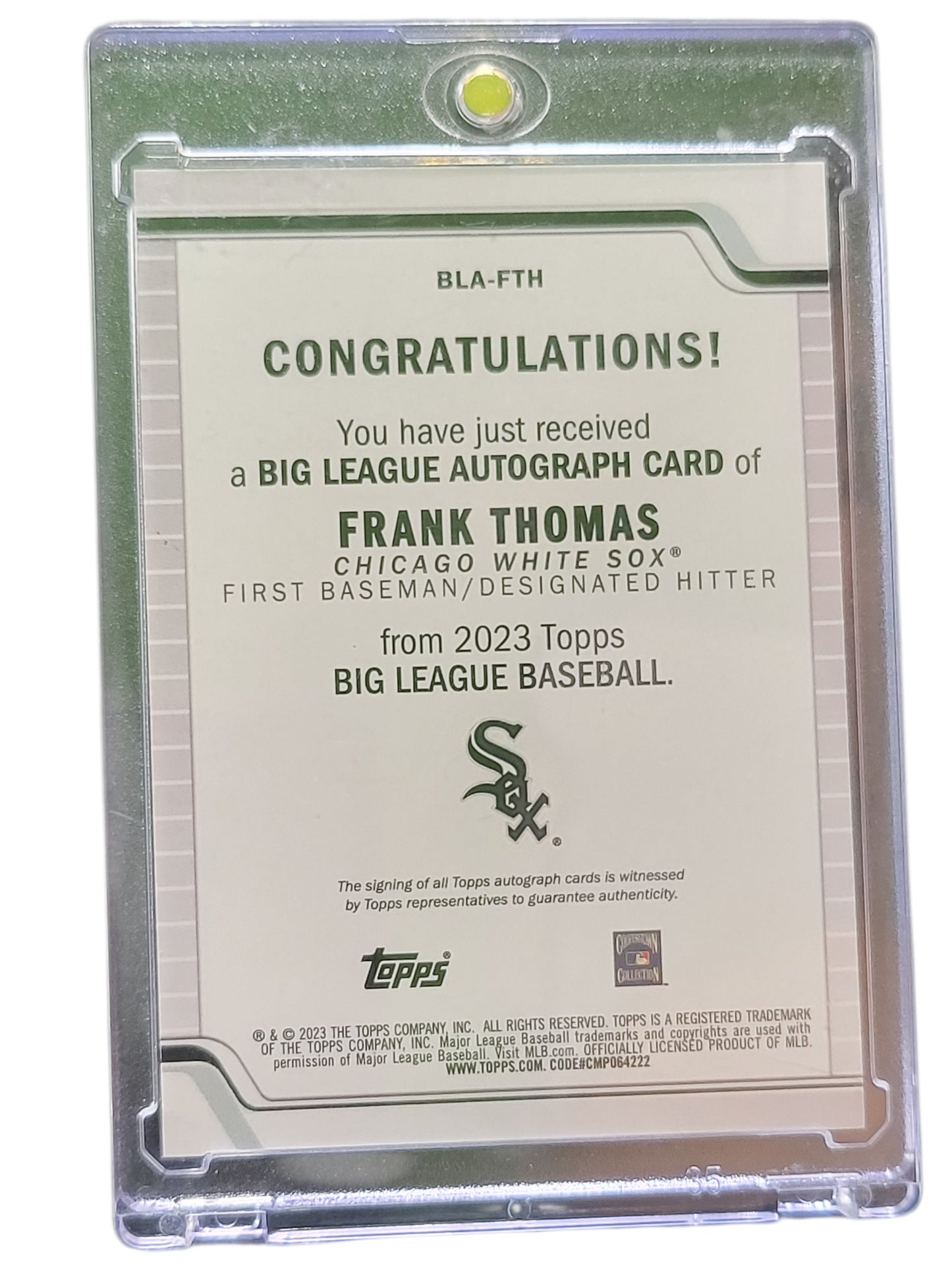 2023 Topps Big League Baseball Frank Thomas #BLA-FTH Green 01/99