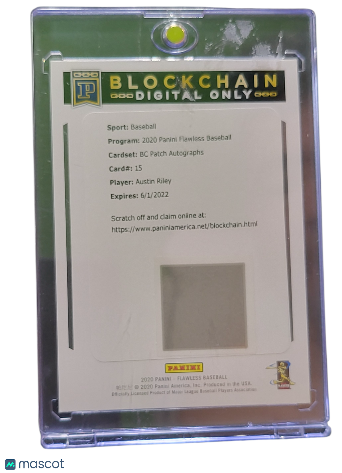 2020 Panini Flawless Baseball Austin Riley #15 Blockchain Digital Only