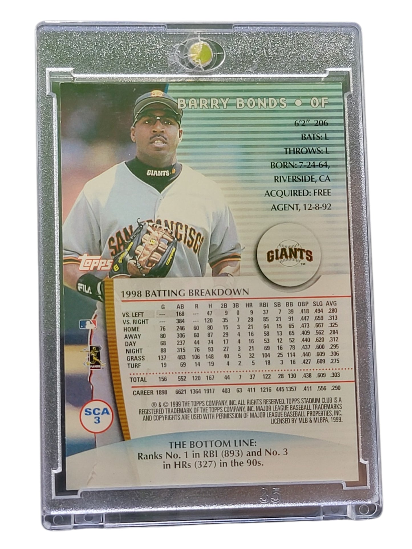 1999 Topps Stadium Club Barry Bonds #SCA3