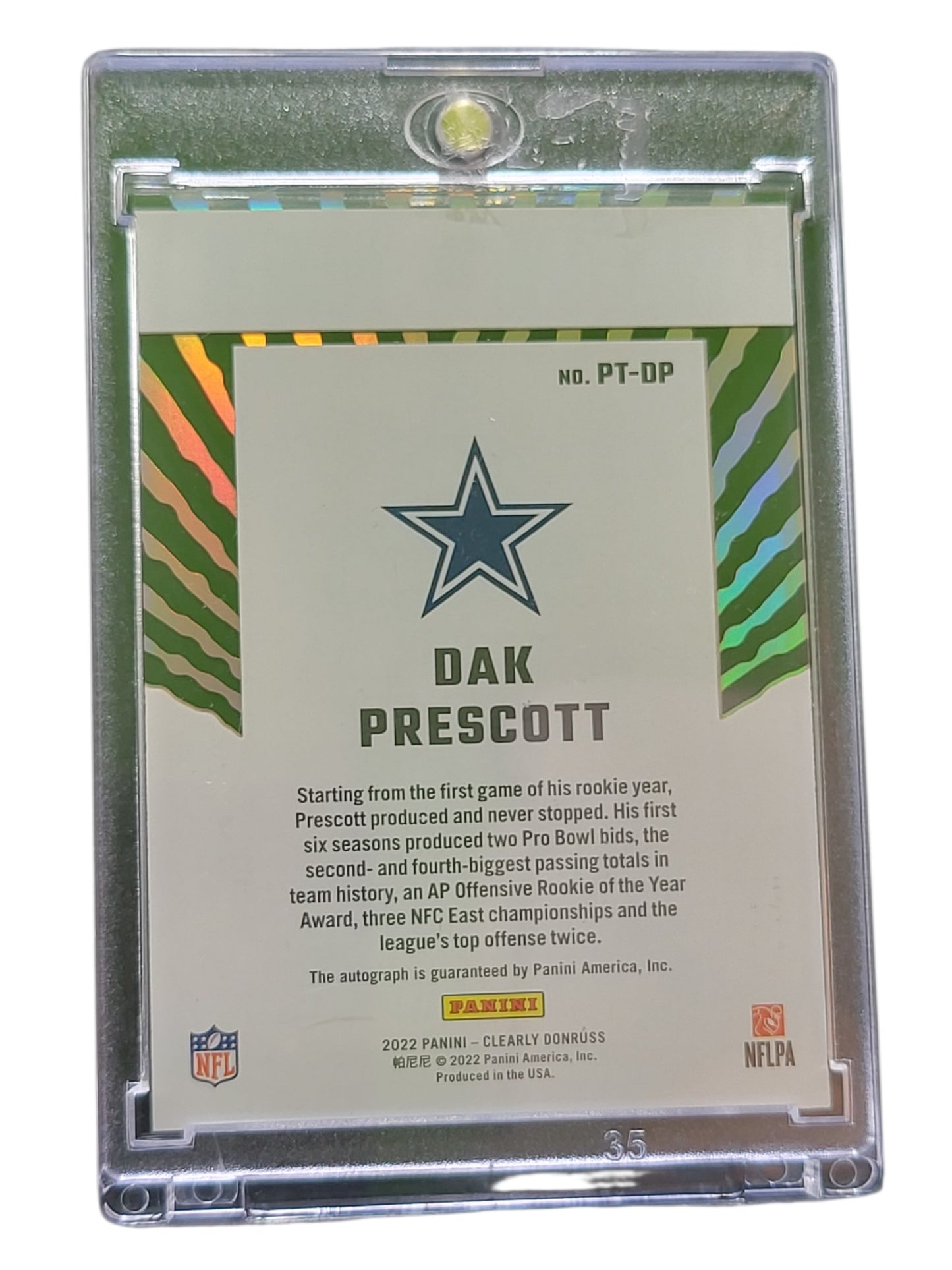 2022 Panini Clearly Donruss Passing the Torch Dak Prescott #PT-DP 34/49