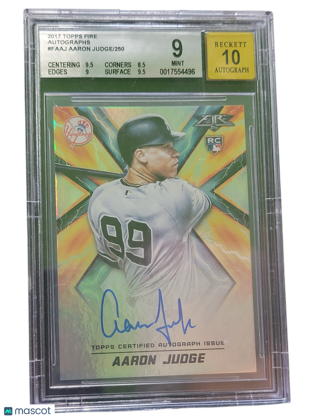 2017 Topps Fire Autographs Aaron Judge #FAAJ /250 BGS 9 Auto 10