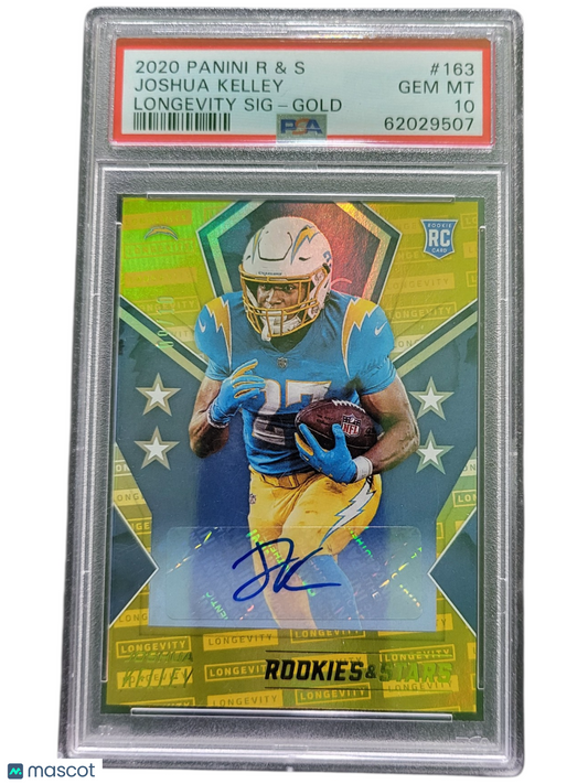2020 Panini Rookies & Stars Joshua Kelley #163 Longevity SIG Gold PSA 10