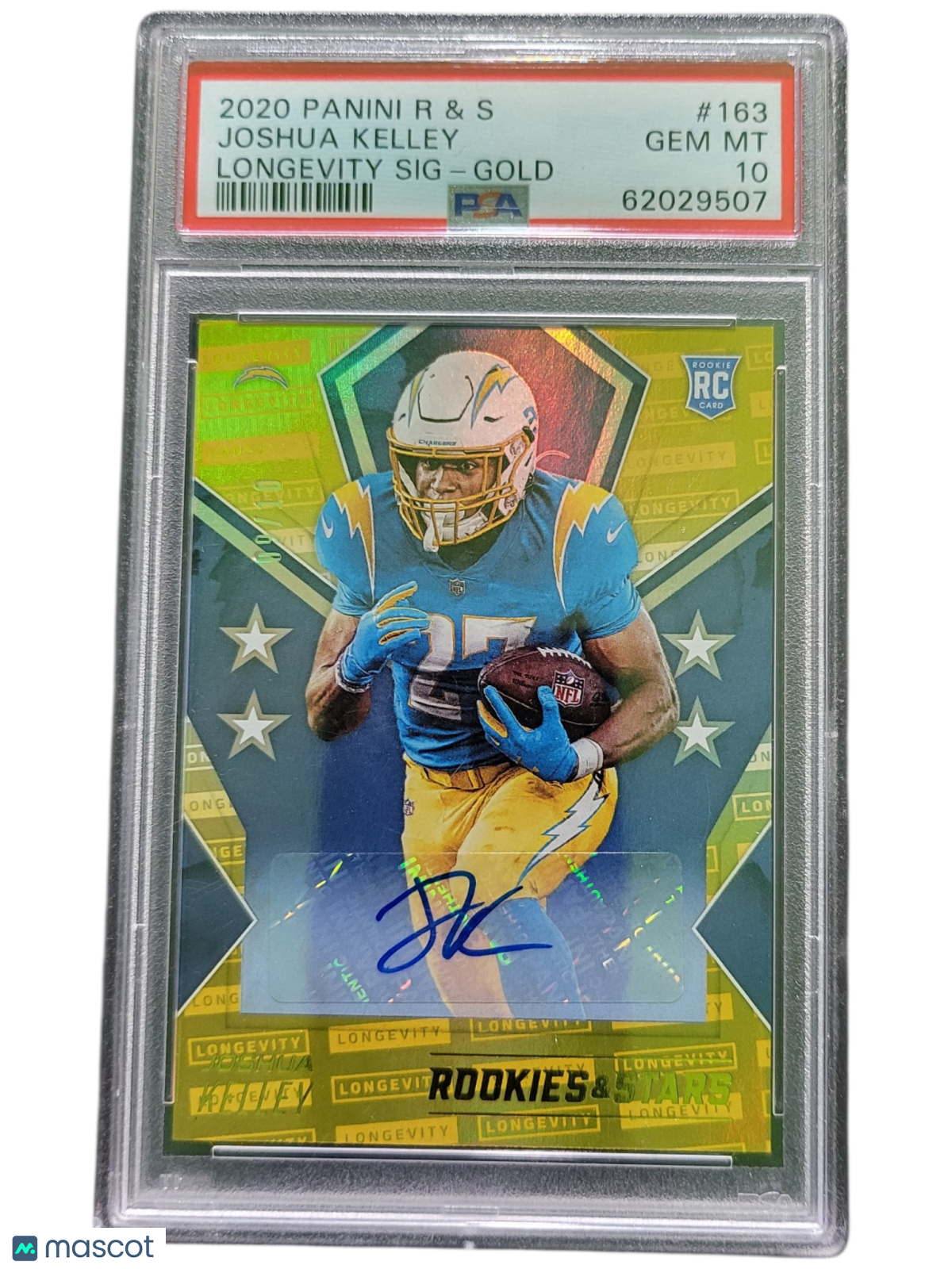 2020 Panini Rookies & Stars Joshua Kelley #163 Longevity SIG Gold PSA 10