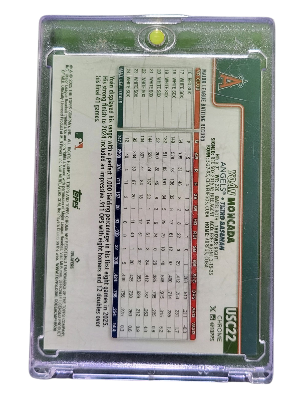 2025 Topps Chrome Yoán Moncada #USC22 Green Refractor 04/10