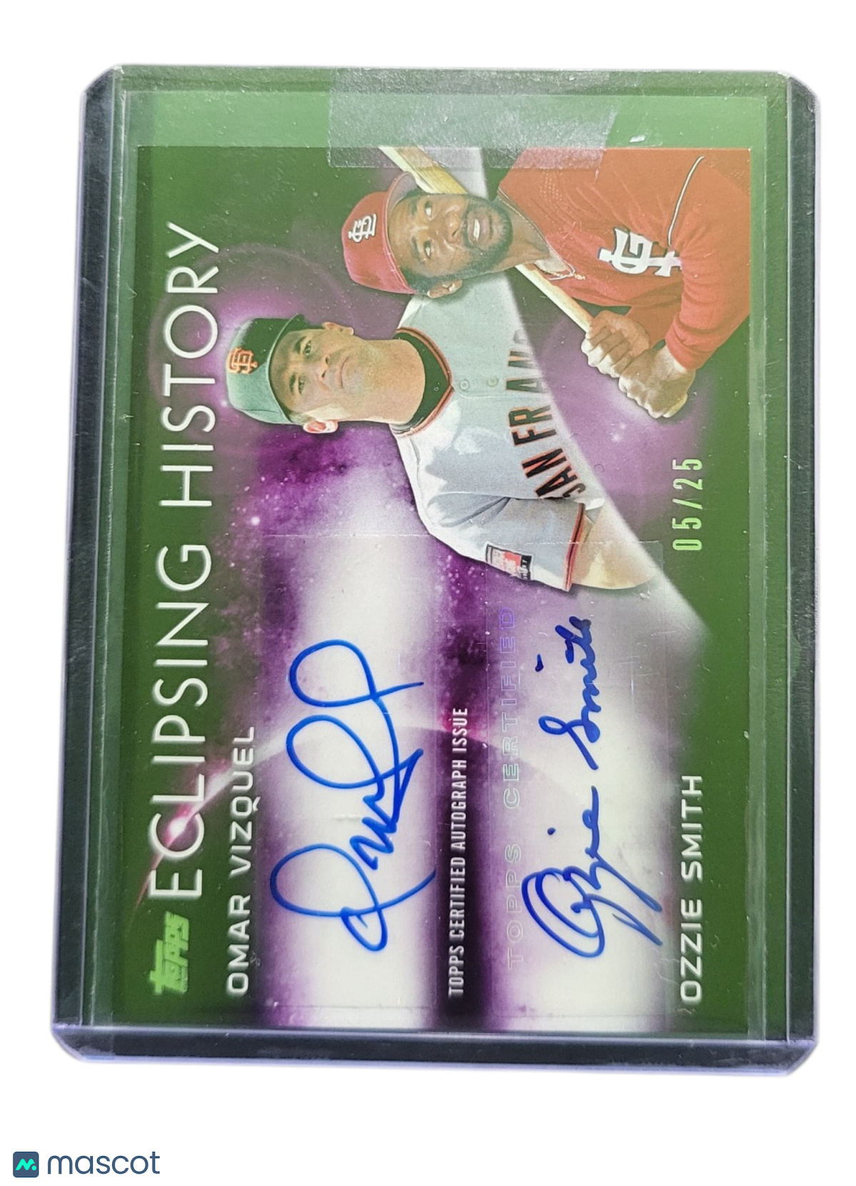 2015 Topps Eclipsing Omar Vizquel Ozzie Smith #EHA-VS Green Dual Auto 05/25