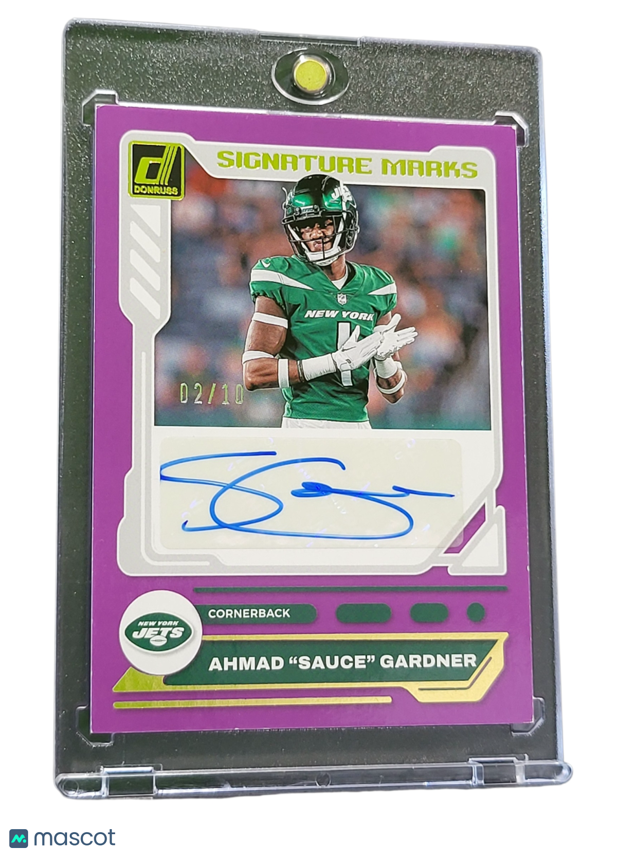 2023 Panini Donruss Signature Marks Ahmad "Sauce" Gardner #SM-ASG Purple 02/10