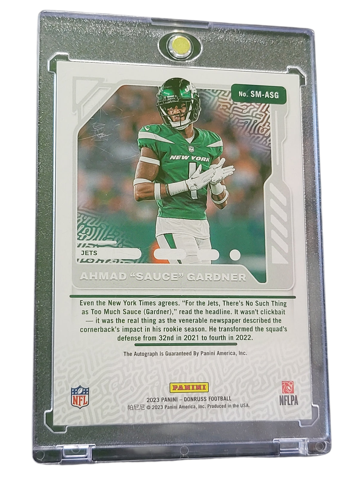 2023 Panini Donruss Signature Marks Ahmad "Sauce" Gardner #SM-ASG Purple 02/10