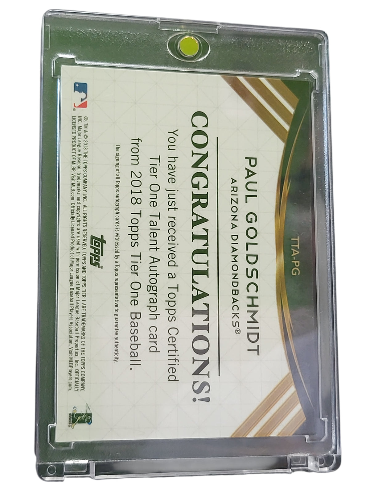 2018 Topps Tier One Tier One Talent Paul Goldschmidt #TTA-PG 50/70