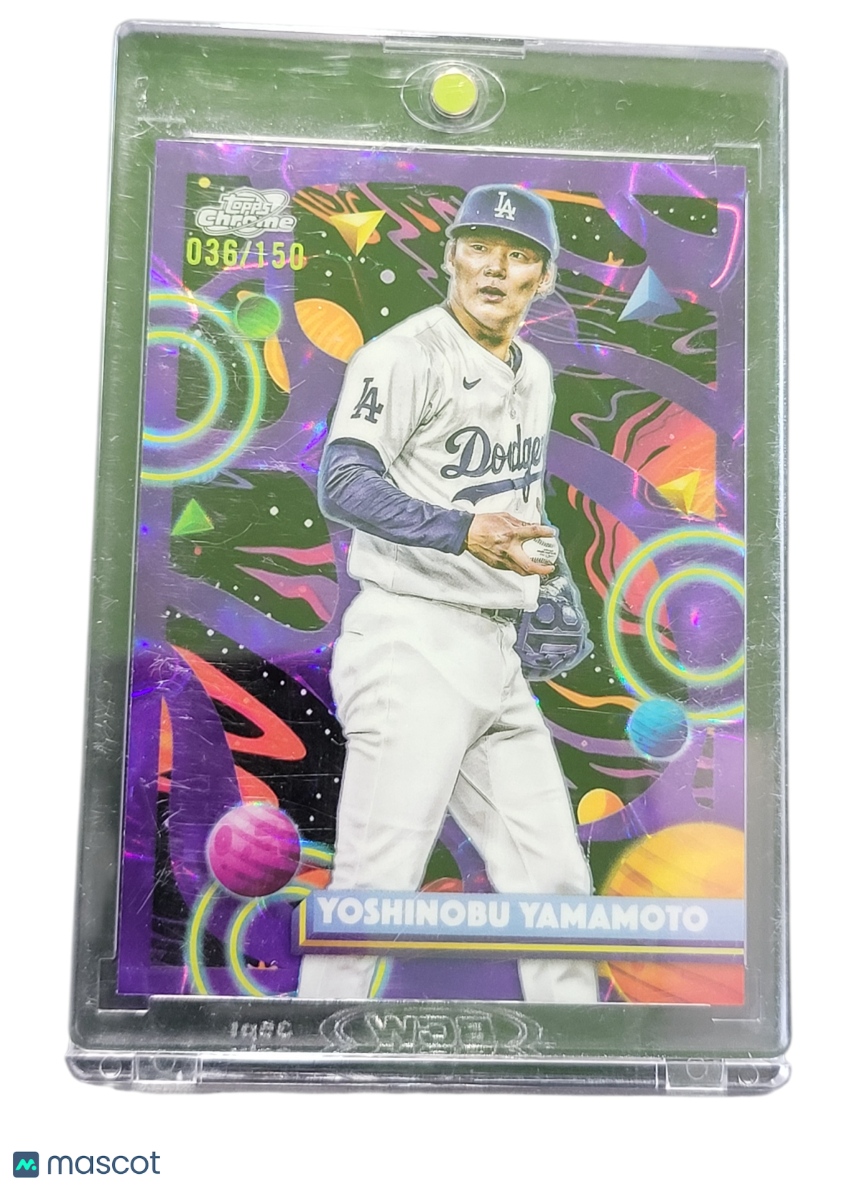 2025 Topps Chrome Cosmic Yoshinobu Yamamoto #48 Purple Planetary Pursuit 036/150