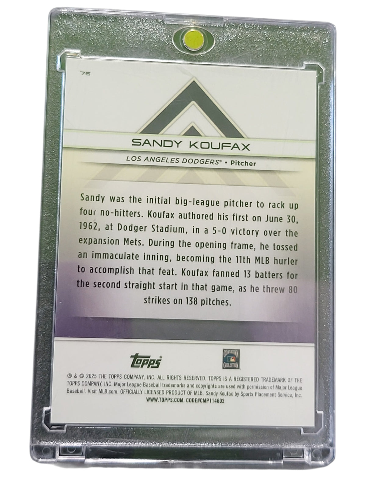 2025 Topps Tribute Sandy Koufax #76 Orange 12/25