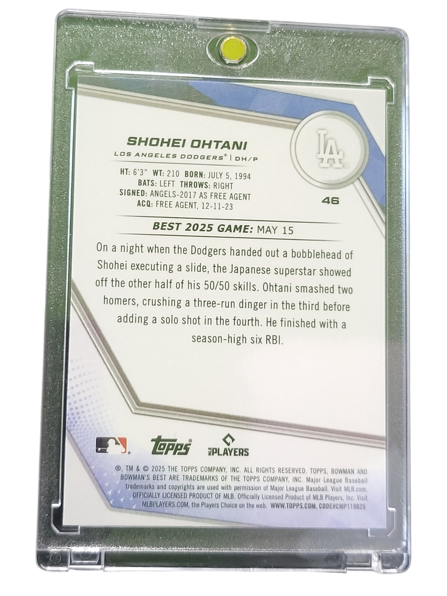 2025 Topps Bowman's Best Shohei Ohtani #46 Purple Refractor 50/50