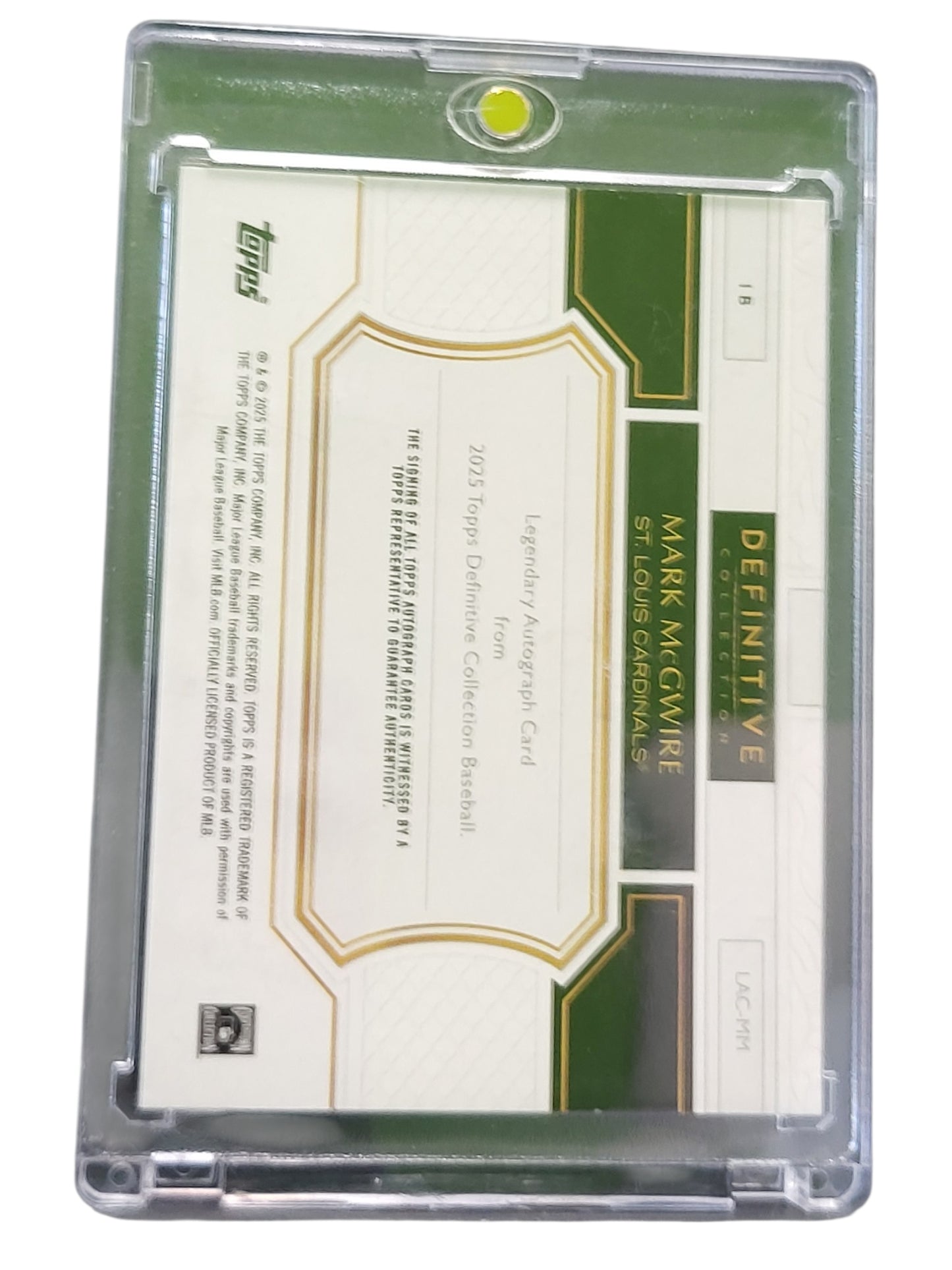 2025 Topps Definitive Collection Mark McGwire #LAC-MM Legendary Autograph /25