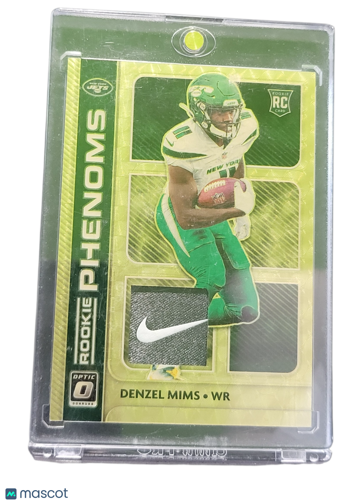 2020 Panini Optic Rookie  Denzel Mims #RP-23 Gold Vinyl Nike Swoosh Patch RC 1/1