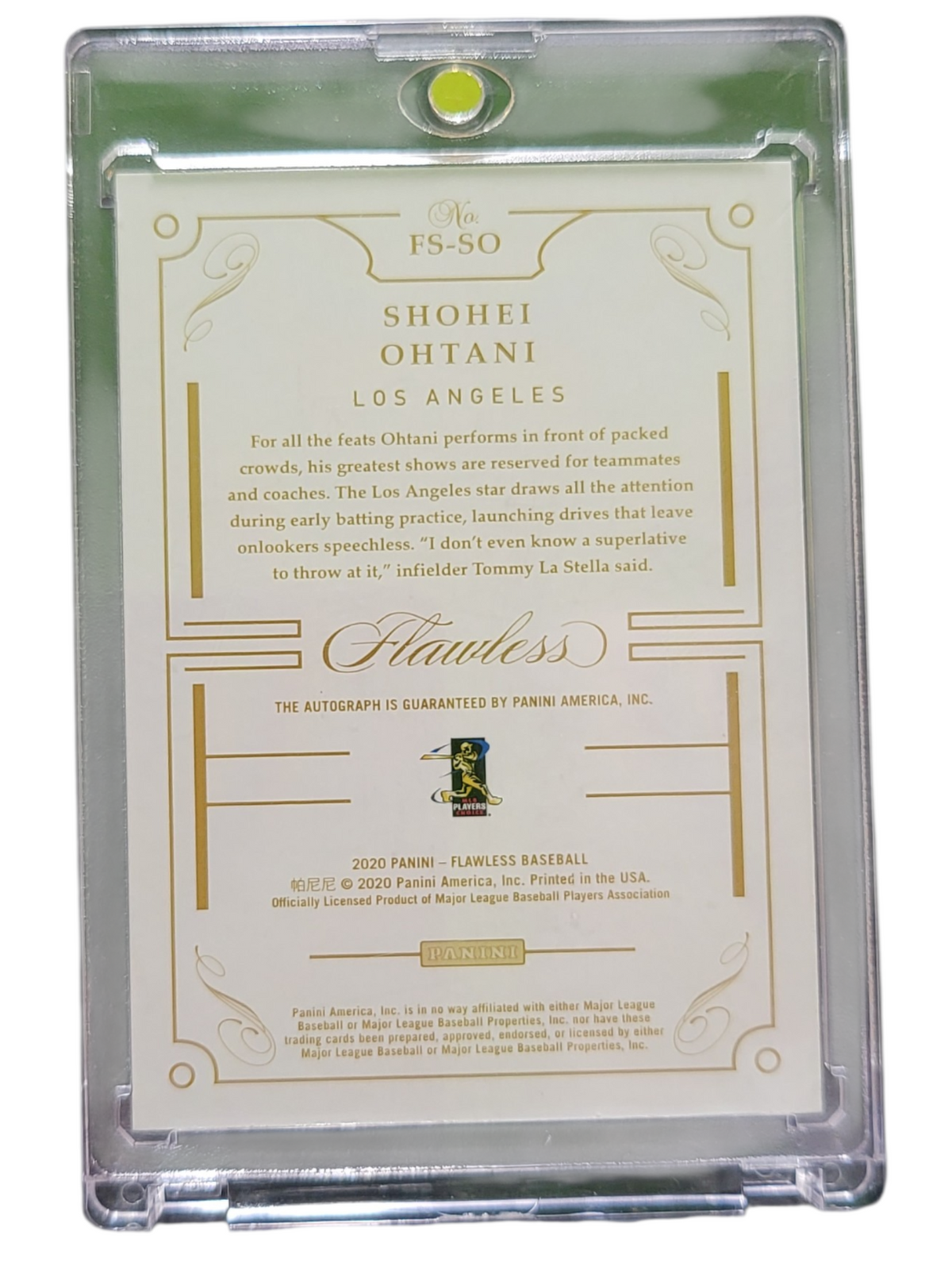 2020 Panini Flawless Baseball Shohei Ohtani #FS-SO 01/15