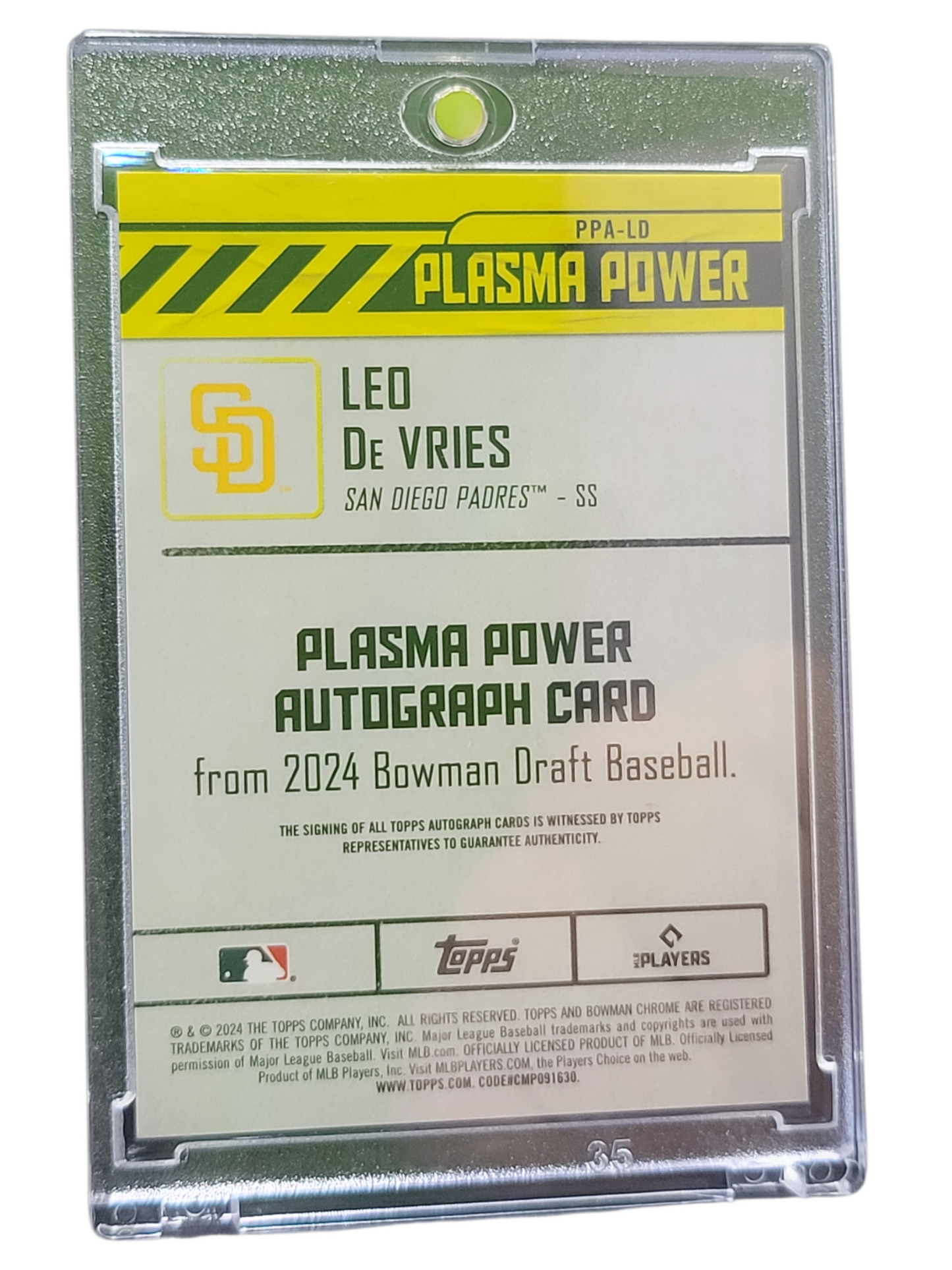 2024 Bowman Draft Chrome Plasma Power Leo De Vries #PPA-LD Orange Refractor 1/5