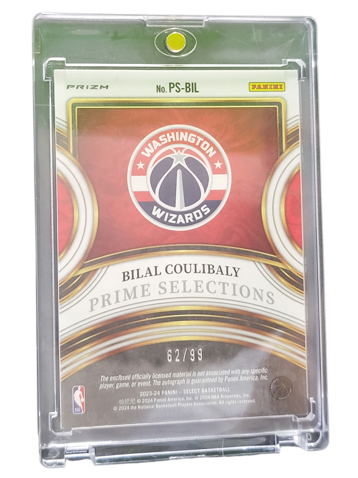 2024 Panini Select Prime Bilal Coulibaly #PS-BIL 62/99 Jersey Patch RC