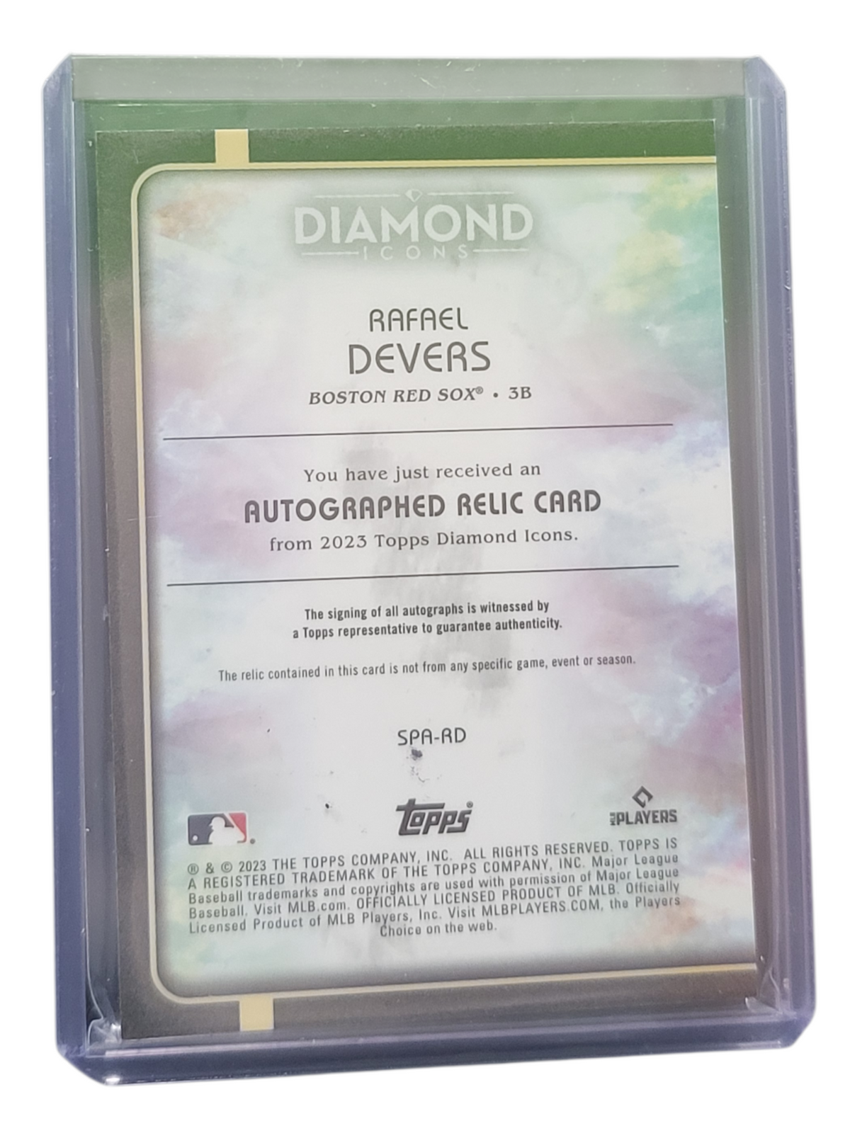 2023 Topps Diamond Icons Rafael Devers #SPA-RD Memorabilia Auto Relic Card