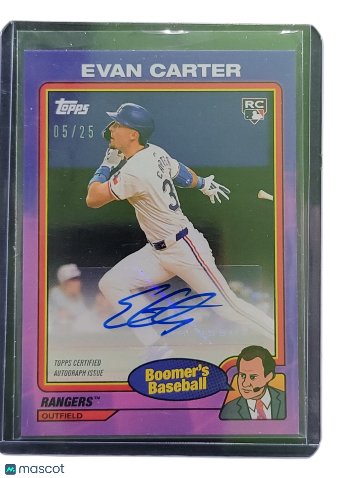 2024 Topps Boomer's Baseball Evan Carter #97A Purple 05/25 RC