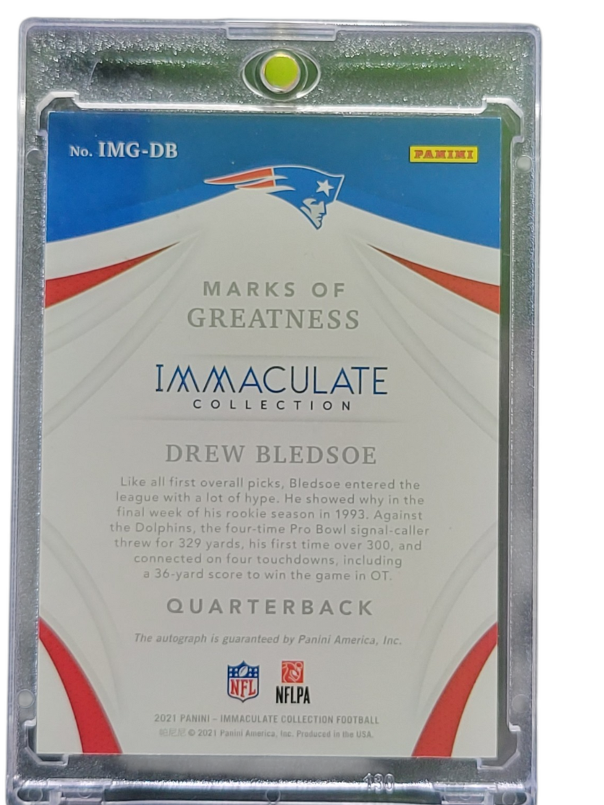 2021 Panini Immaculate Collection Marks of Greatness Drew Bledsoe #IMG-DB 44/49