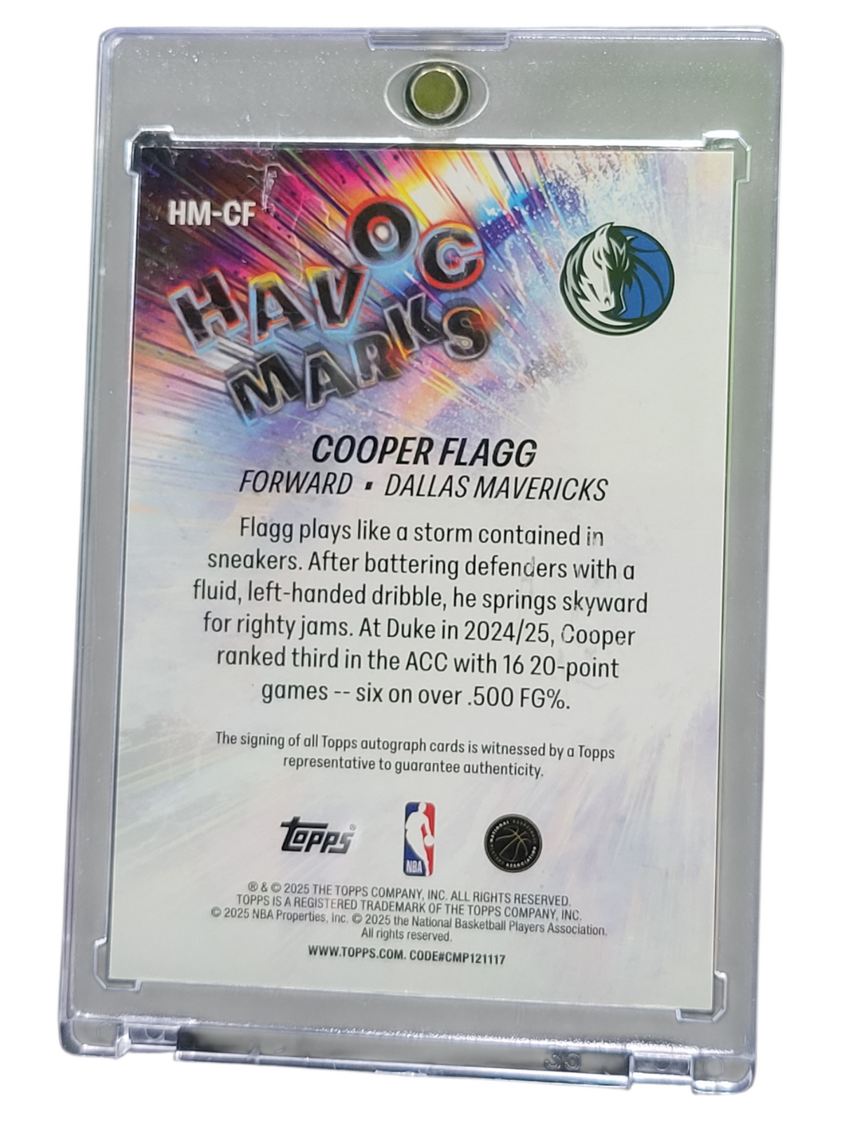 2025 Topps Havoc Marks Cooper Flagg #HM-CF RC