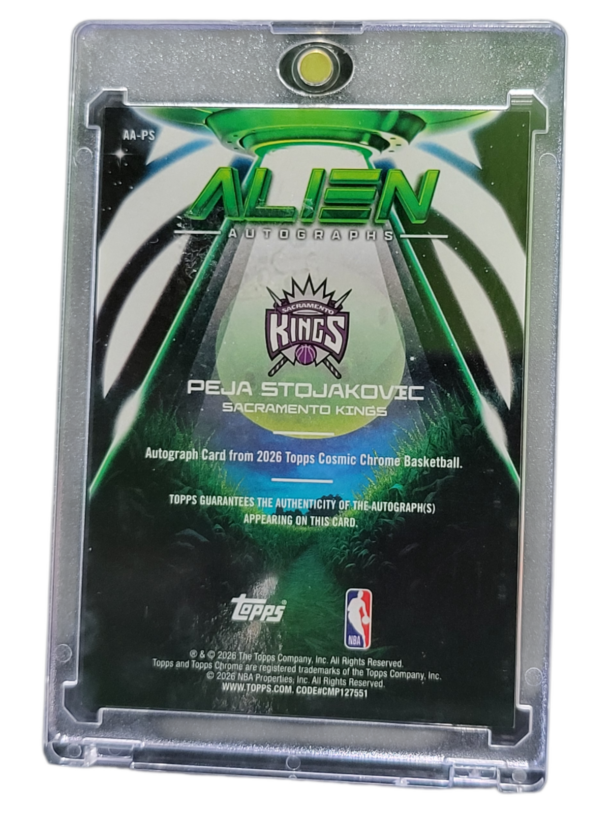 2026 Topps Cosmic Chrome Alien Autographs Peja Stojakovic #AA-PS Green /10