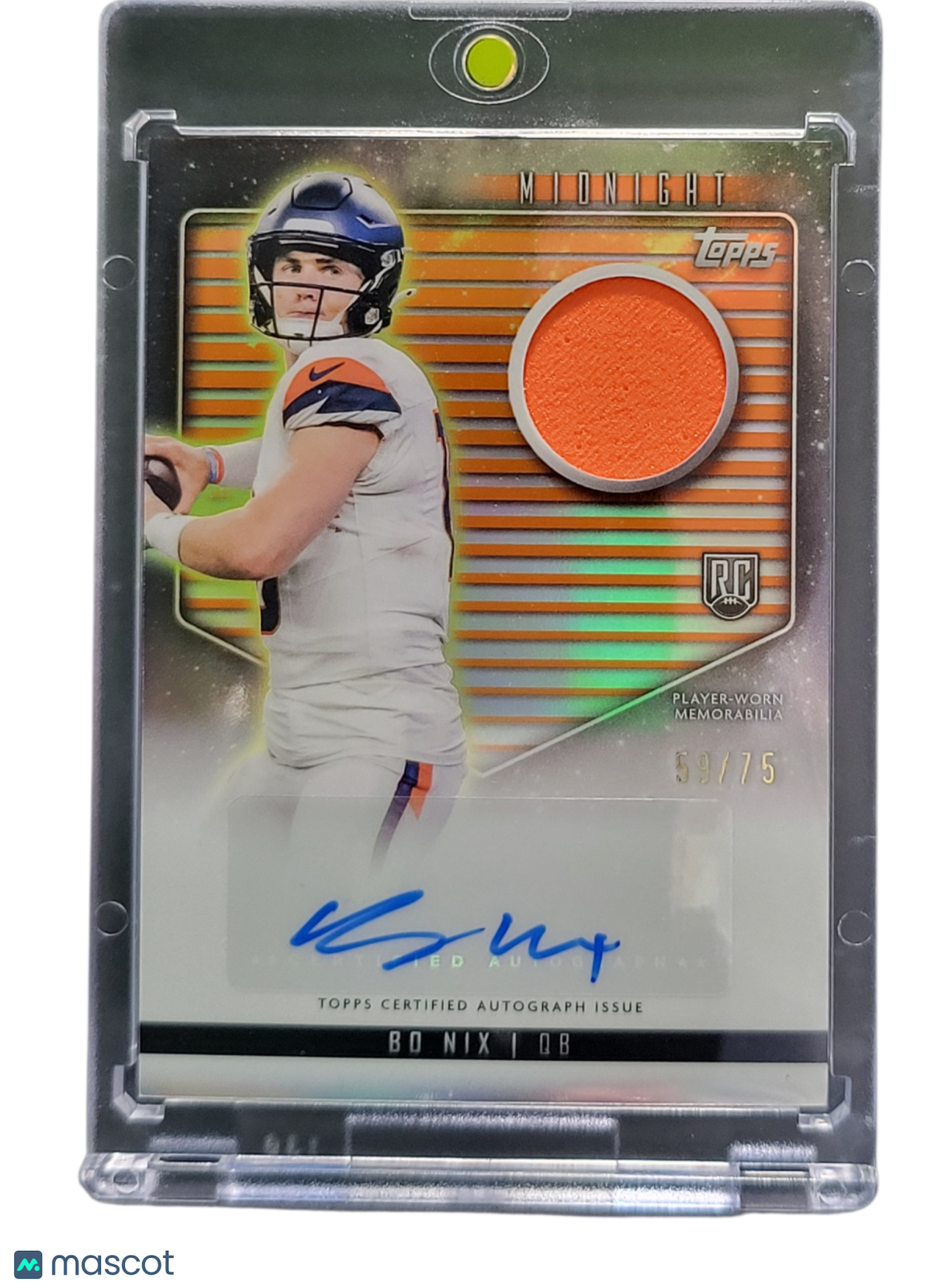2024 Topps Midnight Bo Nix #RJA-BN Player-Worn Memorabilia RC 59/75
