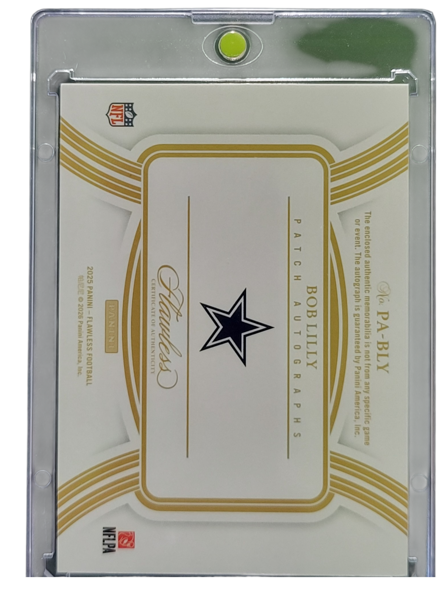 2026 Panini Flawless Bob Lilly #PA-BLY 17/20 Patch Autograph