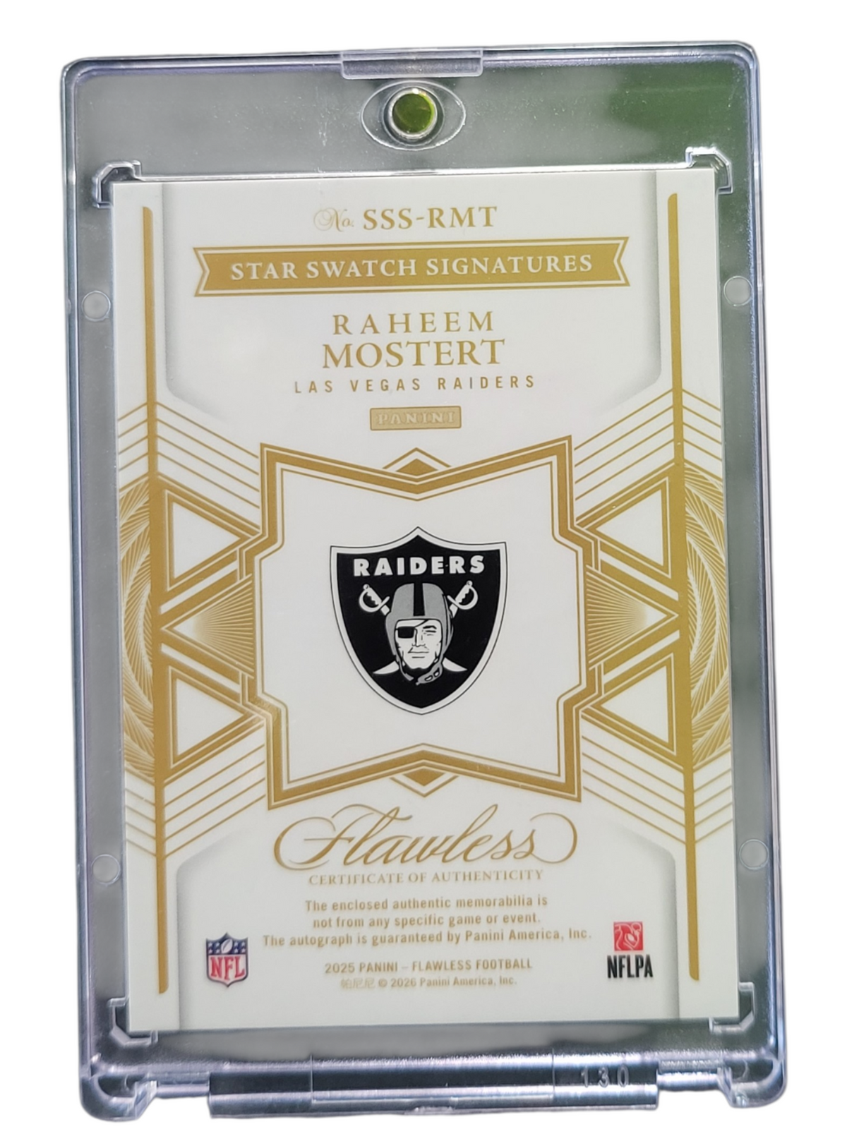 2026 Panini Flawless Raheem Mostert #SSS-RMT Star Swatch Signatures 02/10 Patch