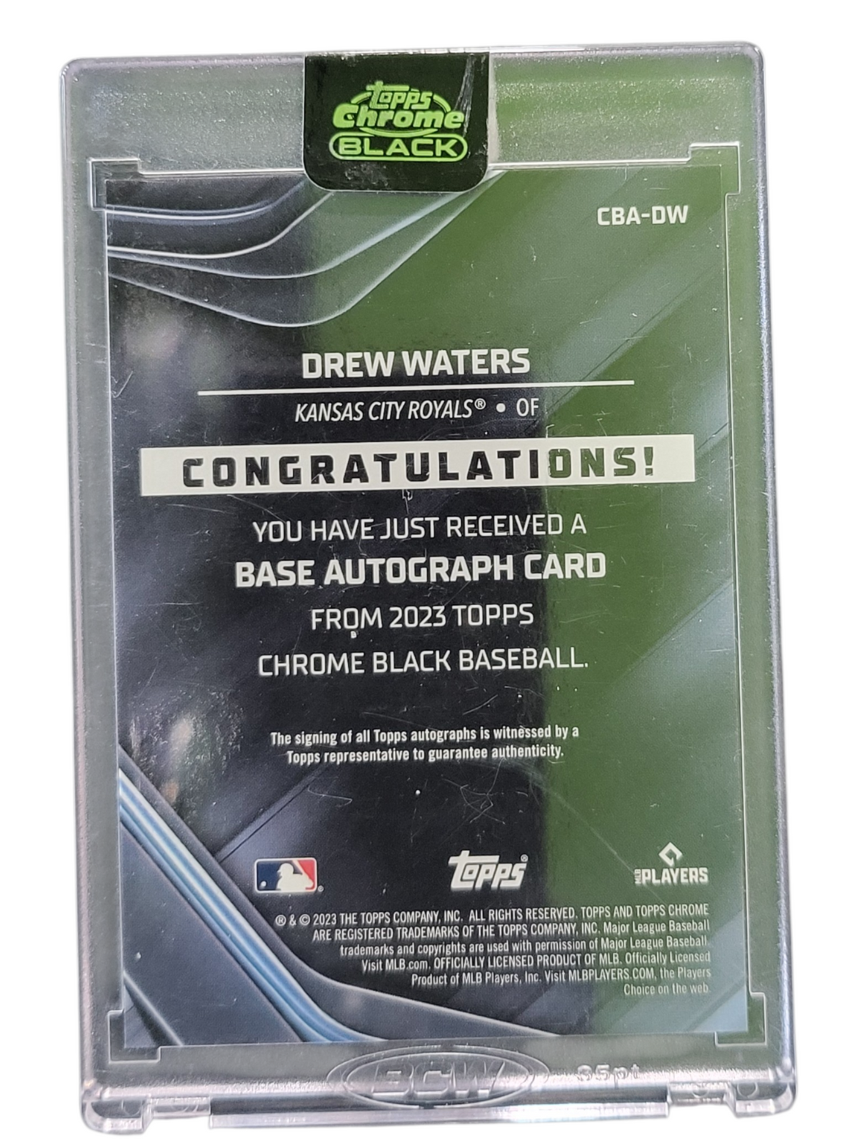 2023 Topps Chrome Black Drew Waters #CBA-DW Green Refractor RC 37/50