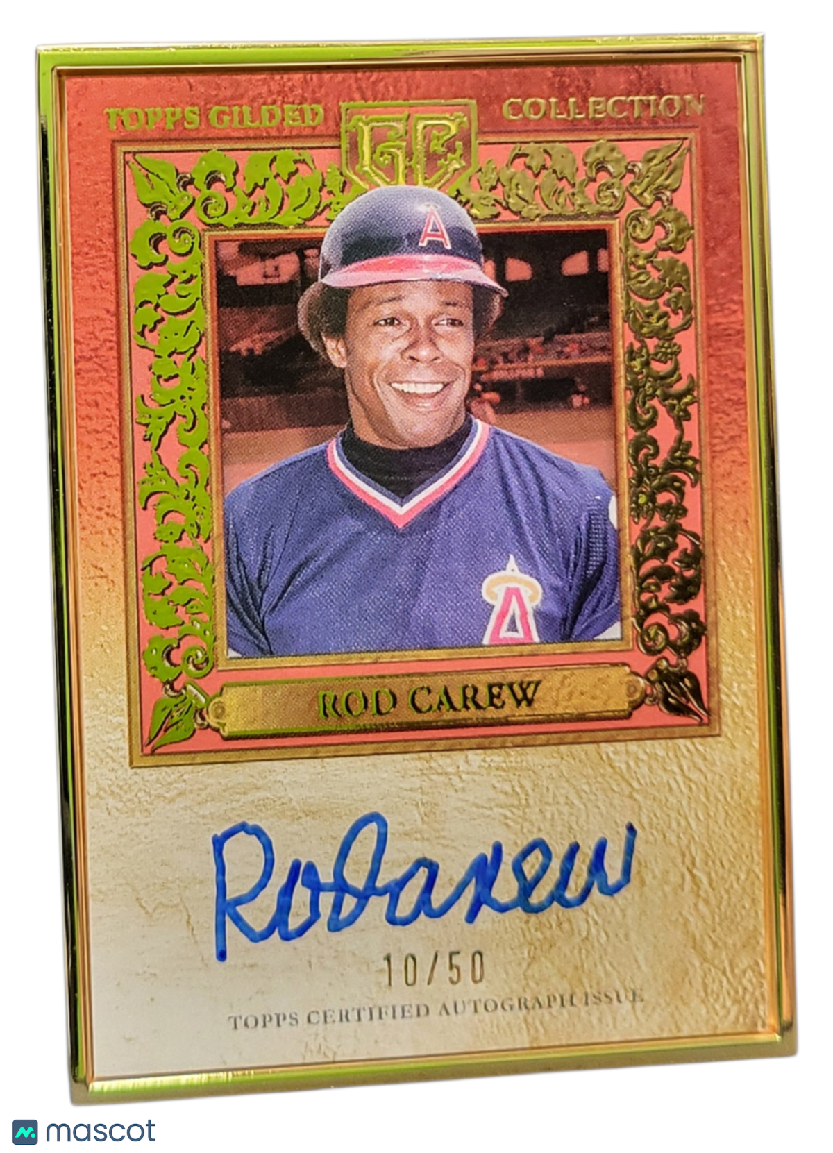 2025 Topps Gilded Rod Carew #HAFA-RC Gold Framed Hall of Famers Auto /50