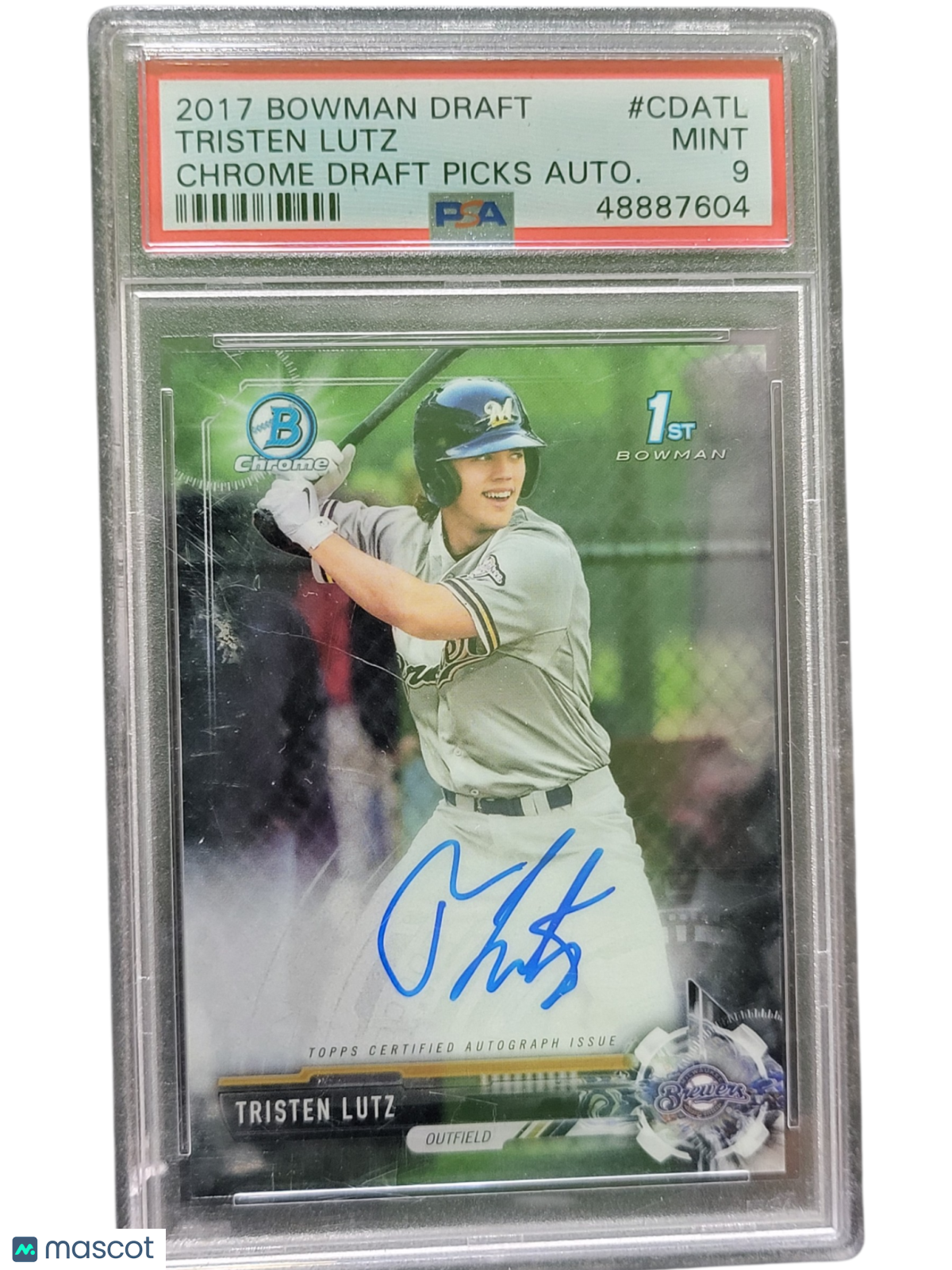 2017 Bowman Draft Chrome Draft Picks Autographs Tristen Lutz #CDATL Auto PSA 9
