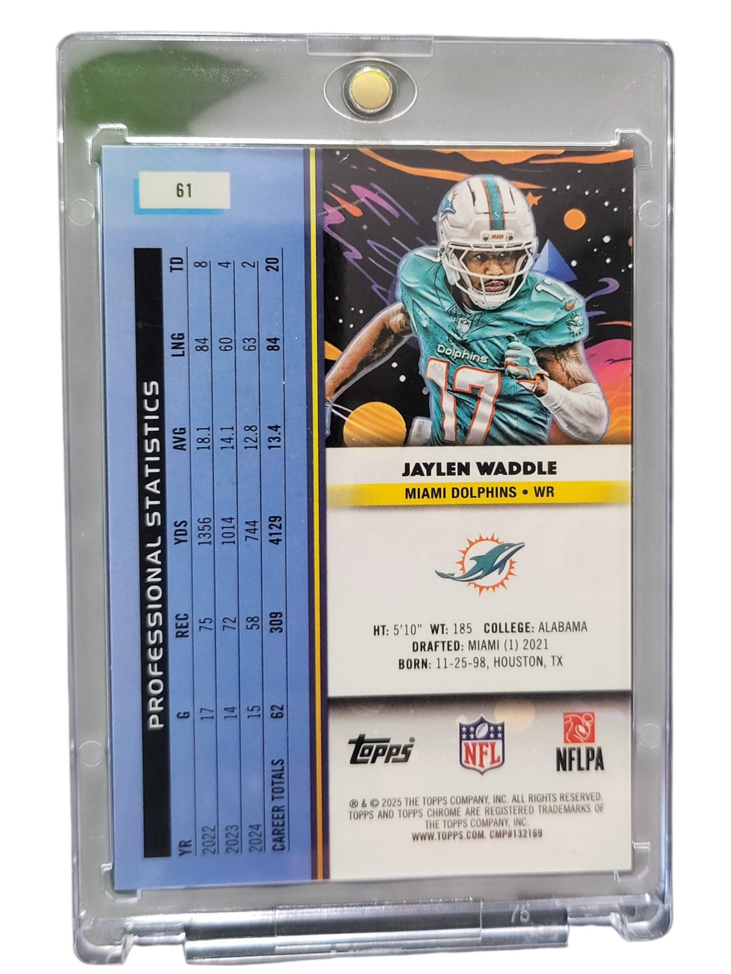 2025 Topps Chrome Jaylen Waddle #61 Orange Cosmic 06/10