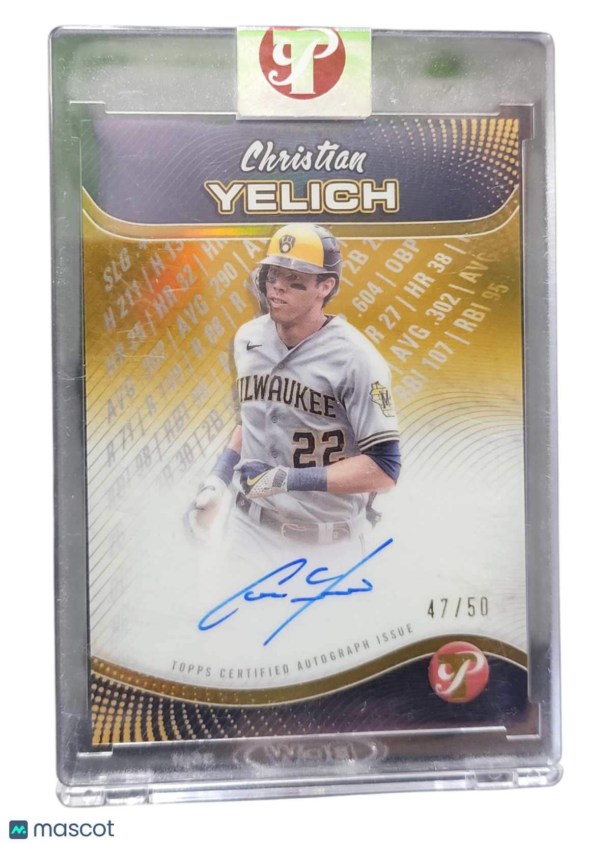 2024 Topps Pristine Christian Yelich #PPA-CY Gold Refractor /50