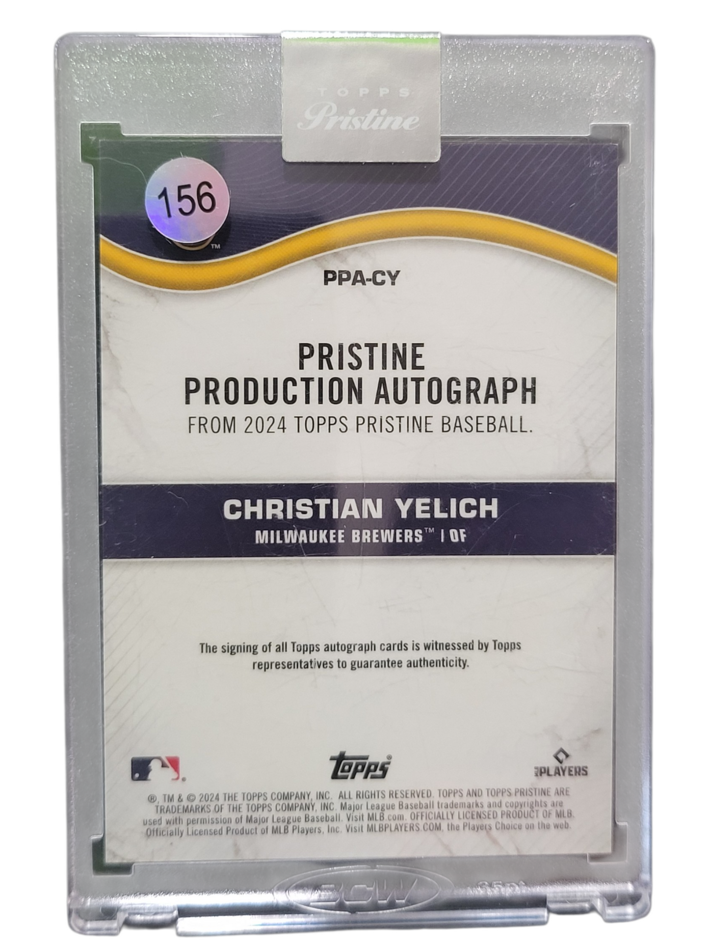 2024 Topps Pristine Christian Yelich #PPA-CY Gold Refractor /50
